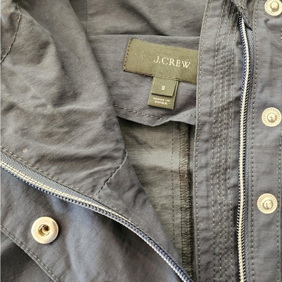 J.Crew Womens Navy Blue Hooded Rain Jacket Cotton Nylon Utility Anorak Small - Picture 4 of 7